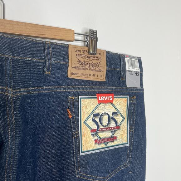 Vintage Deadstock Levis 505 Orange Tab Jeans Mens Size 46x32 90s Rigid Dark - Picture 6 of 7